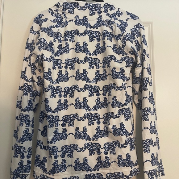 Lilly‎ Pulitzer Check Your Trunk Captain Popover Navy/White Women Medium Preppy - Picture 4 of 4